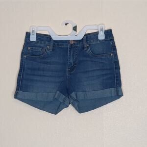 STS Shorts Womens Junior Size 3 Blue Cuffed Mid Rise Medium Wash Stretch Denim